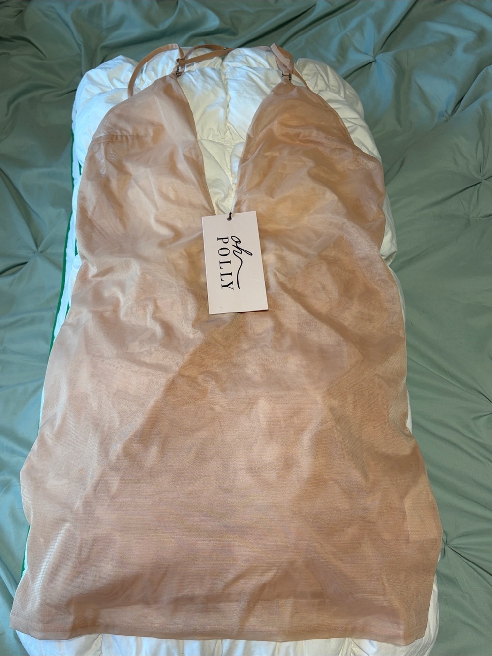 Oh Polly NWT Intimates Soft Mesh Multiway Mini Dress Warm Peach Size Medium